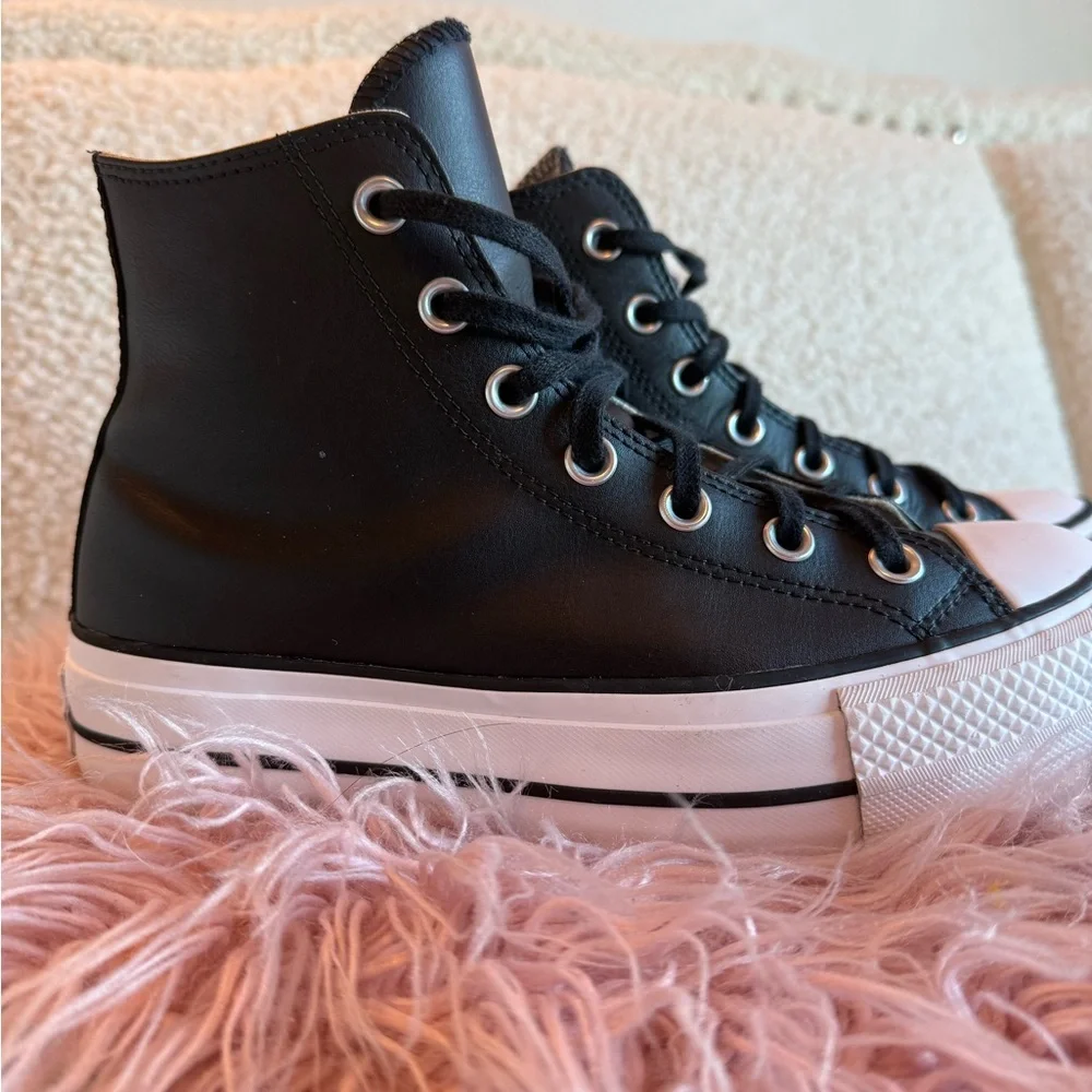 Converse Black Canvas High-Tops with White Soles - Picture 3 of 6